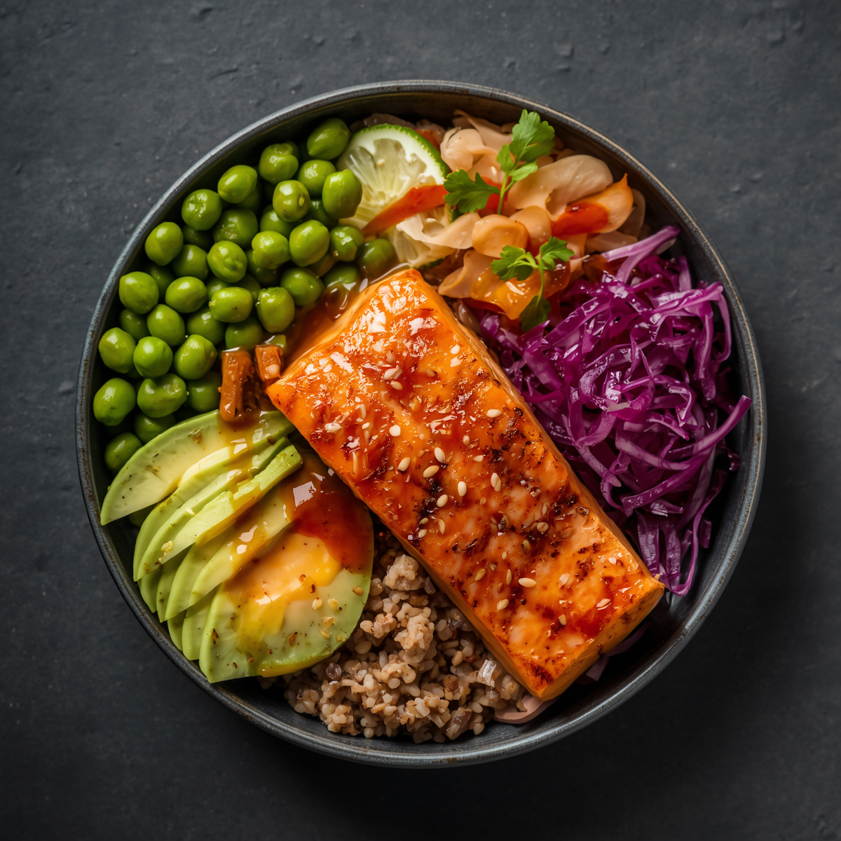Grilled Honey-Sriracha Salmon Power Bowl